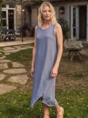 Frank and Eileen  gray and white striped dress . Tee Lab size XS